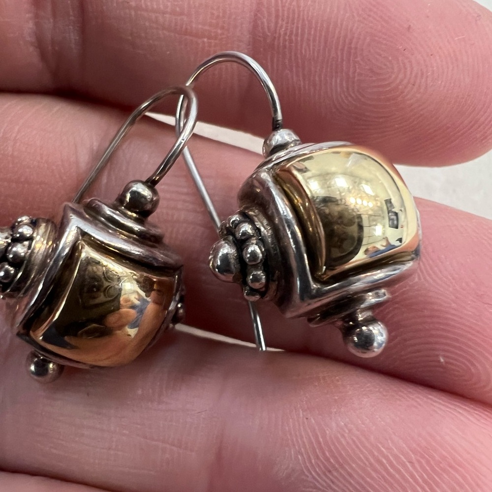 14K yellow gold and 925 sterling silver earrings for pierced ears 7.2g - Picture 1 of 16